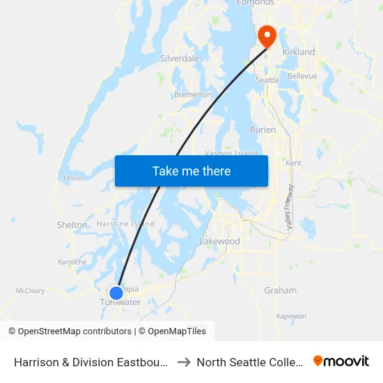 Harrison & Division Eastbound to North Seattle College map