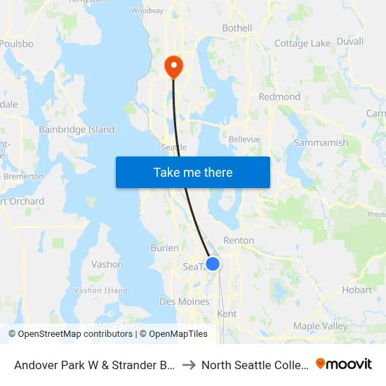Andover Park W & Strander Blvd to North Seattle College map