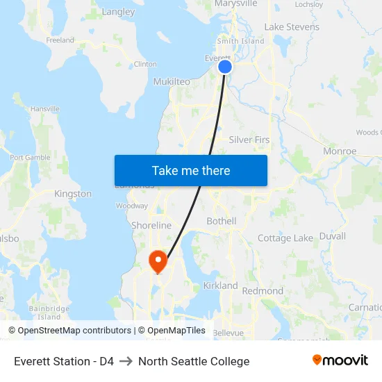 Everett Station - D4 to North Seattle College map