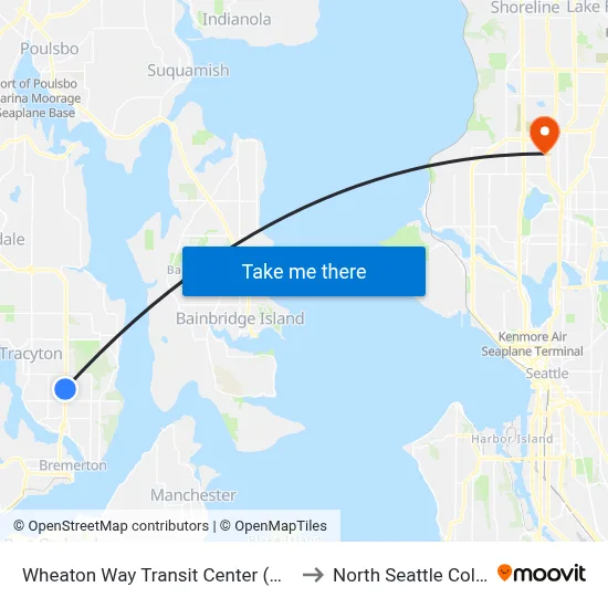 Wheaton Way Transit Center (WWTC) to North Seattle College map