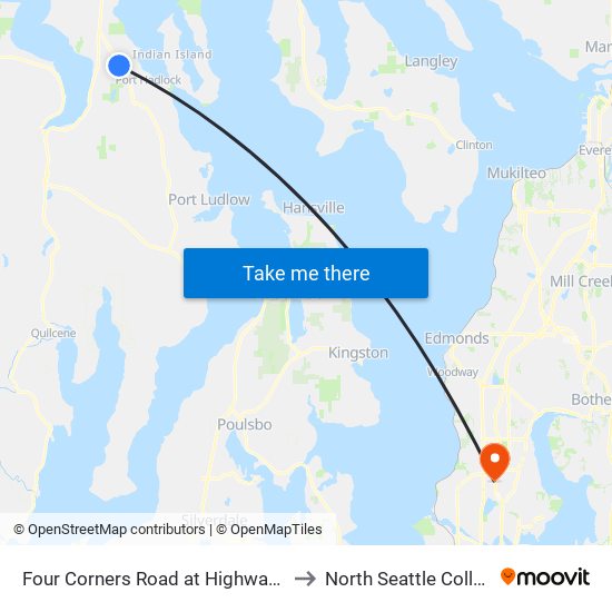 Four Corners Road at Highway 19 to North Seattle College map