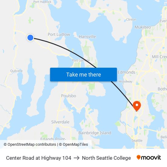 Center Road at Highway 104 to North Seattle College map