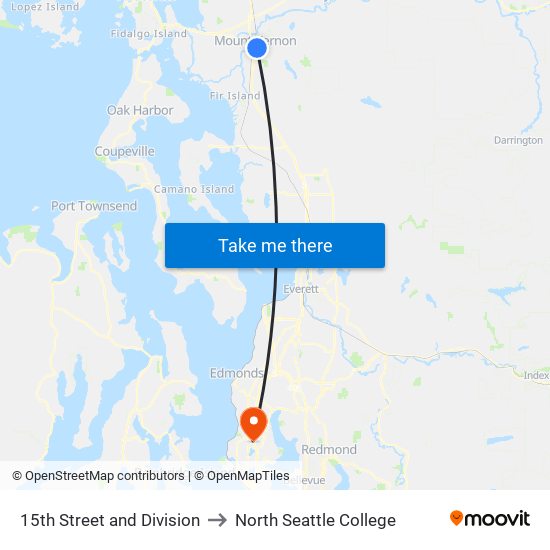 15th Street and Division to North Seattle College map