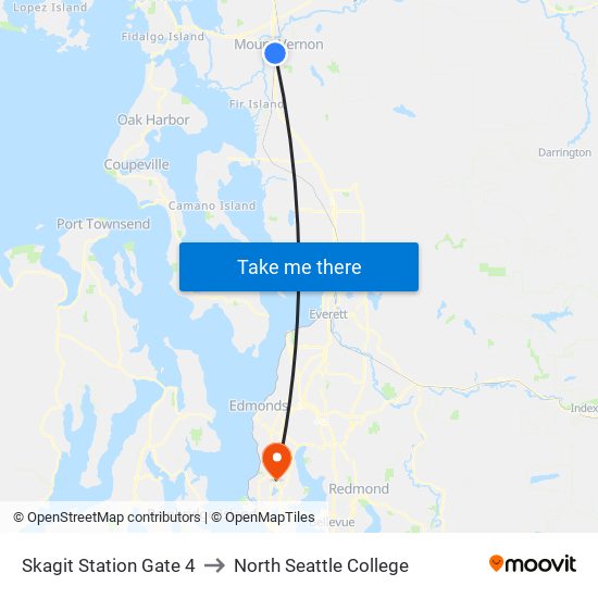 Skagit Station Gate 4 to North Seattle College map