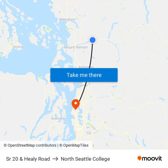 Sr 20 & Healy Road to North Seattle College map