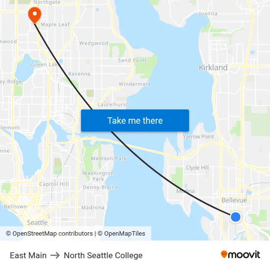 East Main to North Seattle College map