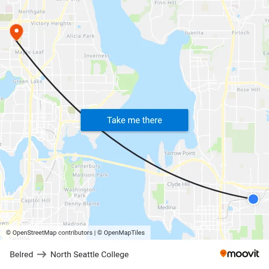 Belred to North Seattle College map
