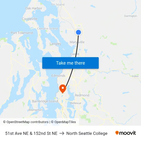 51st Ave NE & 152nd St NE to North Seattle College map