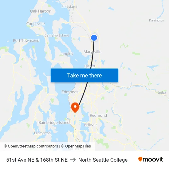51st Ave NE & 168th St NE to North Seattle College map