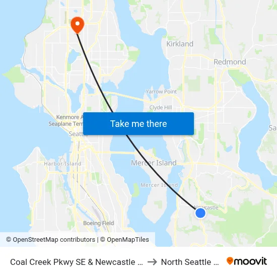 Coal Creek Pkwy SE & Newcastle Golf Club Rd to North Seattle College map