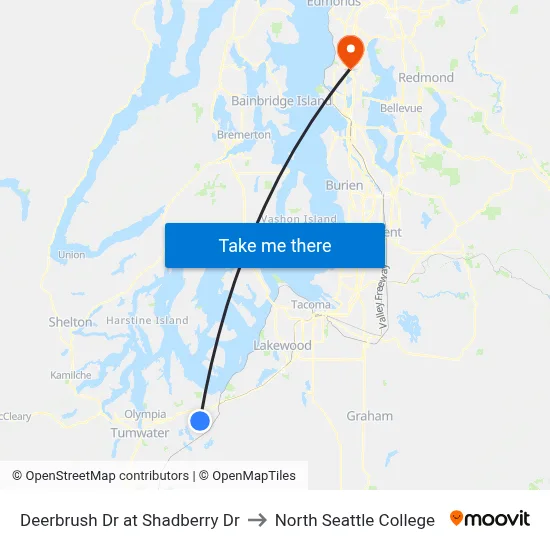 Deerbrush Dr at Shadberry Dr to North Seattle College map
