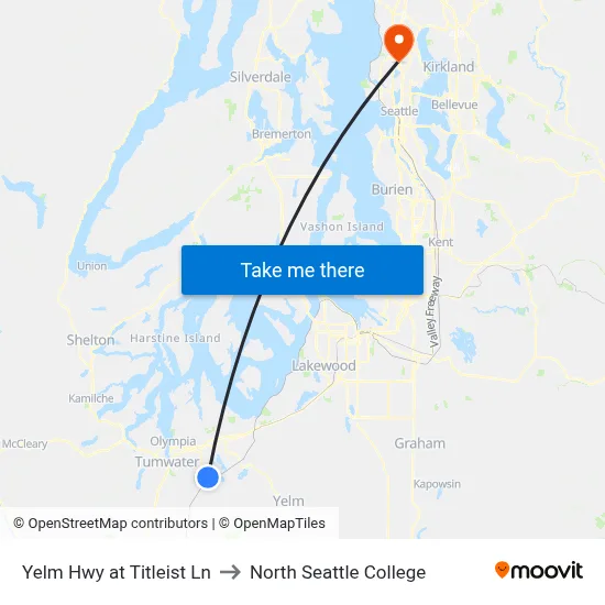 Yelm Hwy at Titleist Ln to North Seattle College map