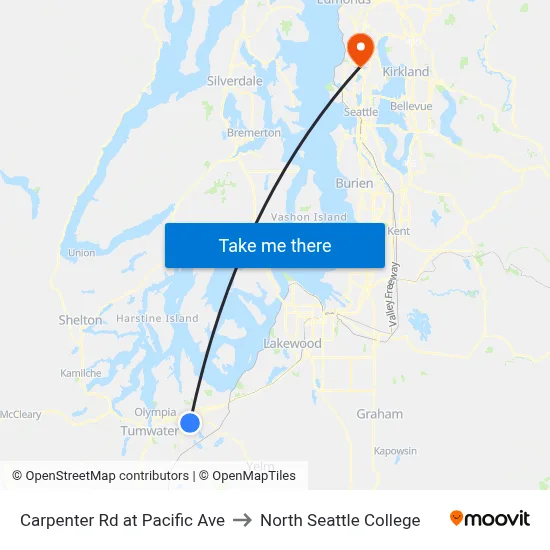Carpenter Rd at Pacific Ave to North Seattle College map