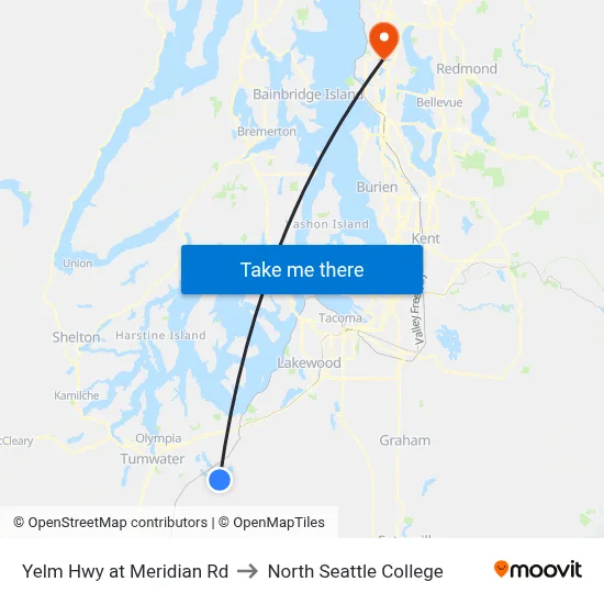 Yelm Hwy at Meridian Rd to North Seattle College map