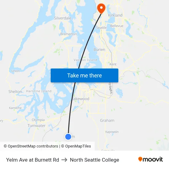 Yelm Ave at Burnett Rd to North Seattle College map