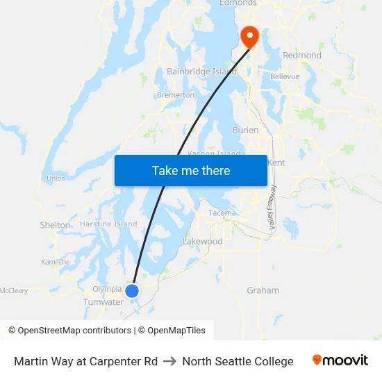 Martin Way at Carpenter Rd to North Seattle College map