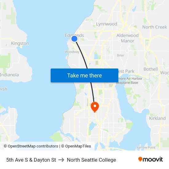 5th Ave S & Dayton St to North Seattle College map