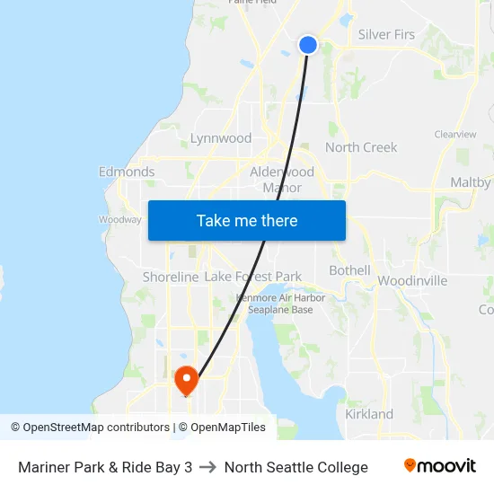 Mariner Park & Ride Bay 3 to North Seattle College map