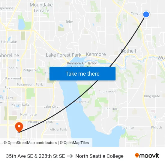 35th Ave SE & 228th St SE to North Seattle College map