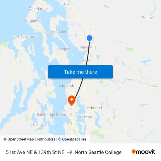 51st Ave NE & 139th St NE to North Seattle College map