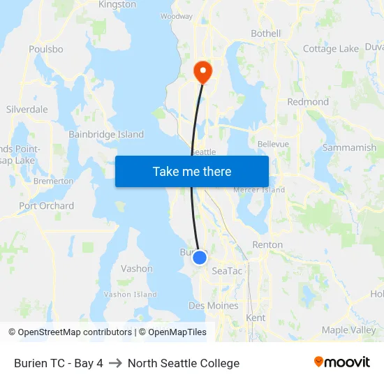 Burien TC - Bay 4 to North Seattle College map