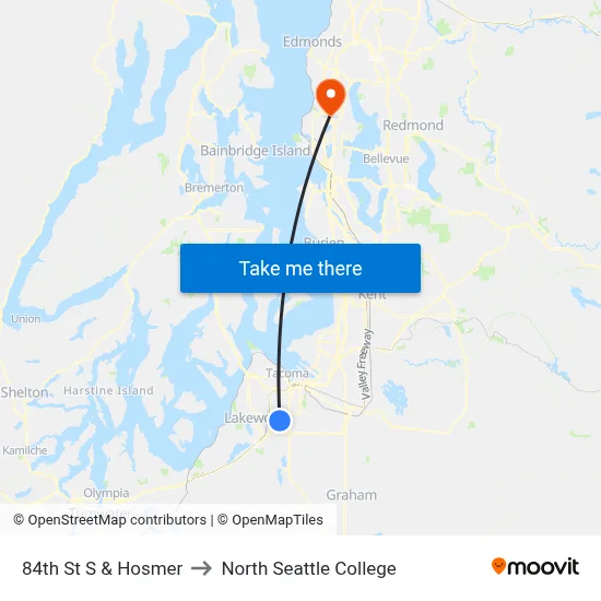 84th St S & Hosmer to North Seattle College map
