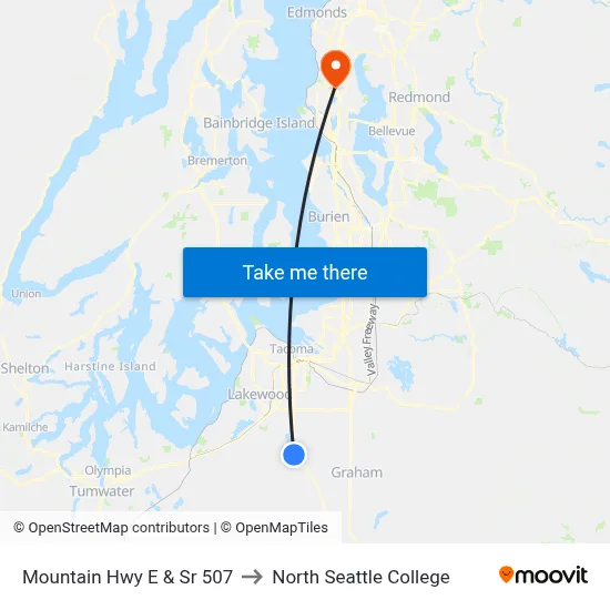 Mountain Hwy E & Sr 507 to North Seattle College map