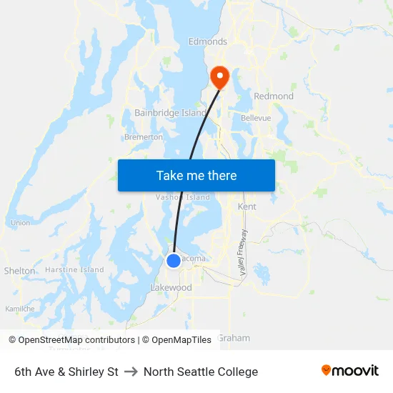 6th Ave & Shirley St to North Seattle College map