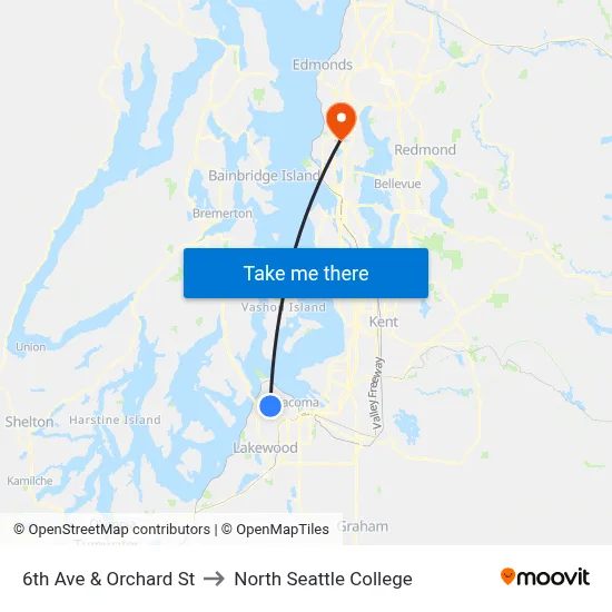 6th Ave & Orchard St to North Seattle College map