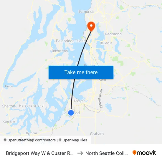 Bridgeport Way W & Custer Rd W to North Seattle College map
