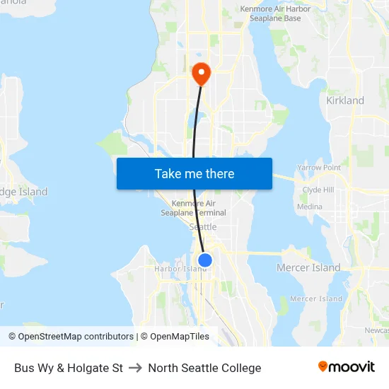 Bus Wy & Holgate St to North Seattle College map