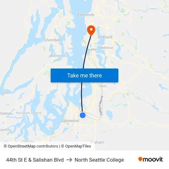 44th St E & Salishan Blvd to North Seattle College map