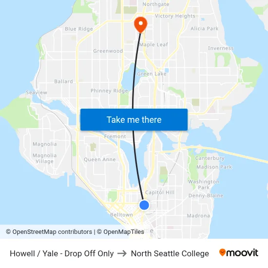 Howell / Yale - Drop Off Only to North Seattle College map