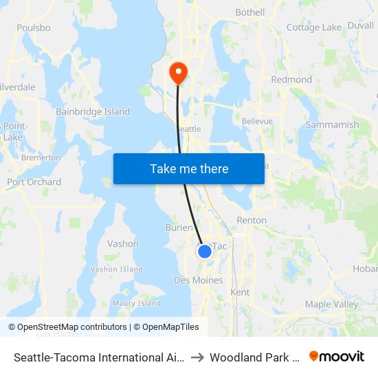 Seattle-Tacoma International Airport to Woodland Park Zoo map