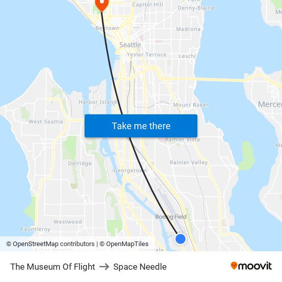 The Museum Of Flight to Space Needle map