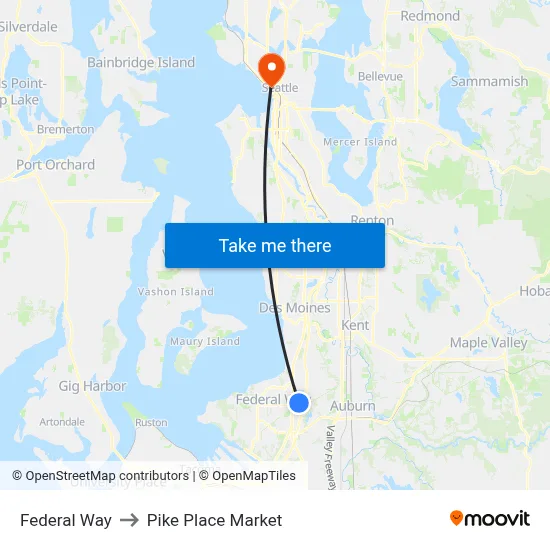 Federal Way to Pike Place Market map