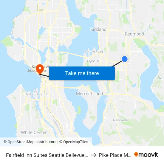 Fairfield Inn Suites Seattle Bellevue Redmond to Pike Place Market map