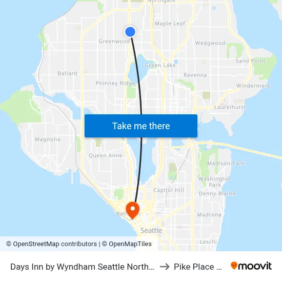 Days Inn by Wyndham Seattle North of Downtown to Pike Place Market map