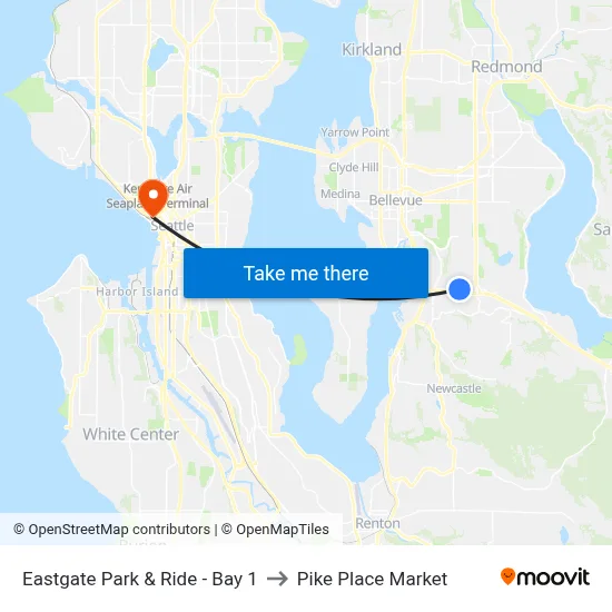 Eastgate Park & Ride - Bay 1 to Pike Place Market map