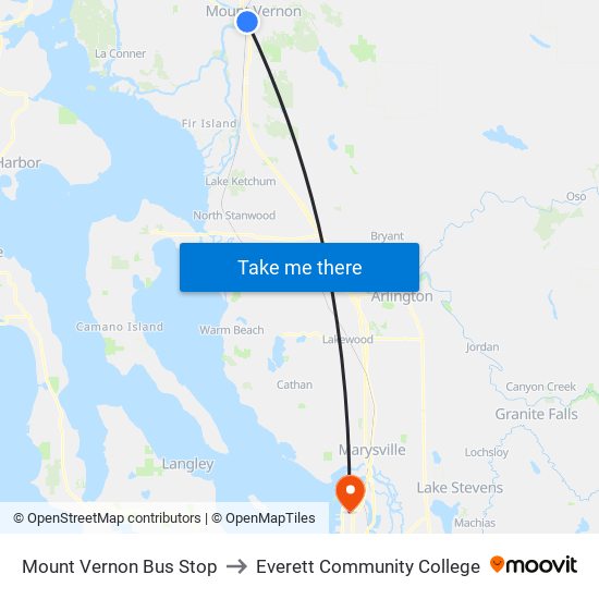 Mount Vernon Bus Stop to Everett Community College map