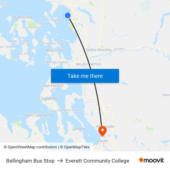 Bellingham Bus Stop to Everett Community College map