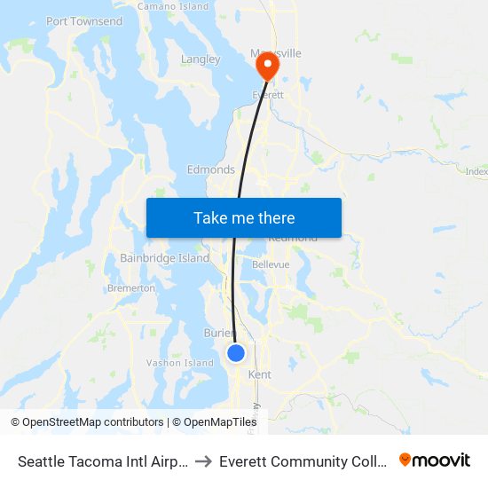 Seattle Tacoma Intl Airport to Everett Community College map