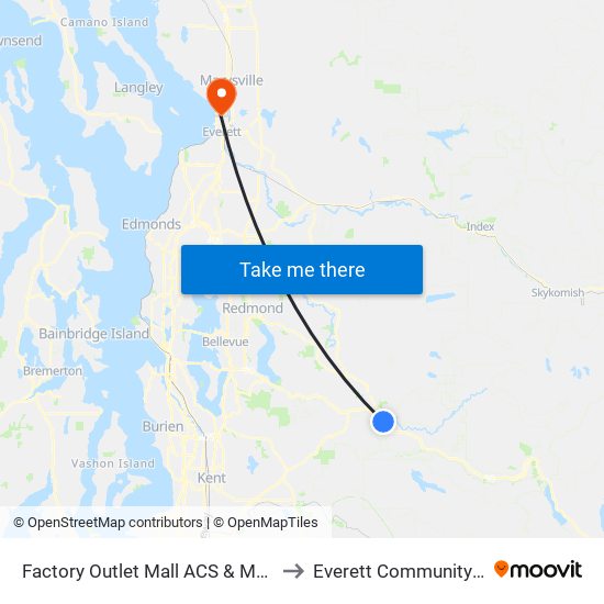Factory Outlet Mall ACS & Mount Si Blvd to Everett Community College map
