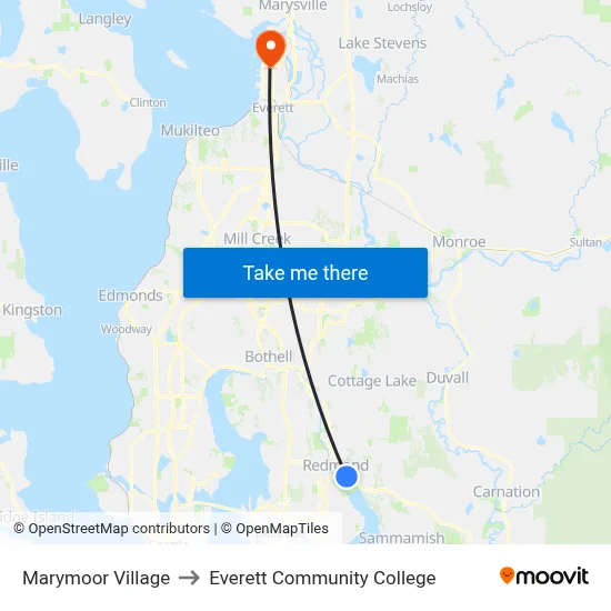 Marymoor Village to Everett Community College map