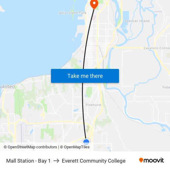 Mall Station - Bay 1 to Everett Community College map