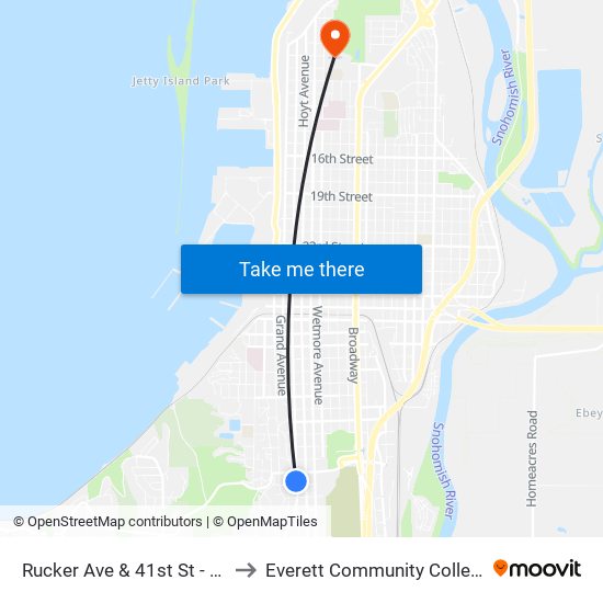Rucker Ave & 41st St - SB to Everett Community College map