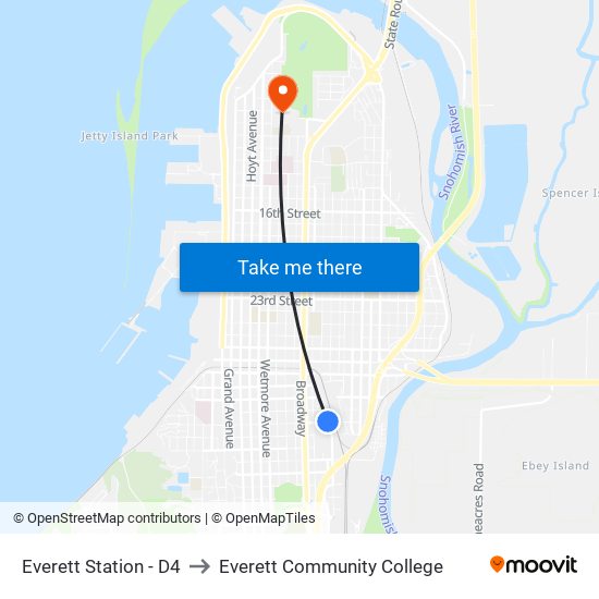 Everett Station - D4 to Everett Community College map