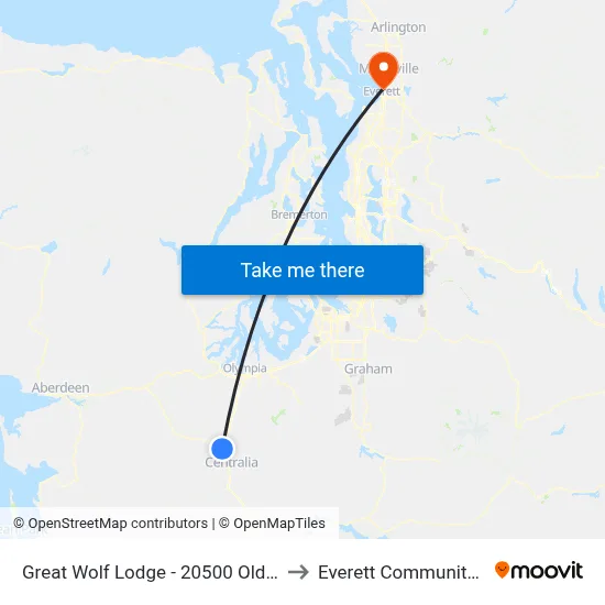 Great Wolf Lodge - 20500 Old Hwy 99 Sw. to Everett Community College map