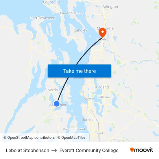 Lebo at Stephenson to Everett Community College map
