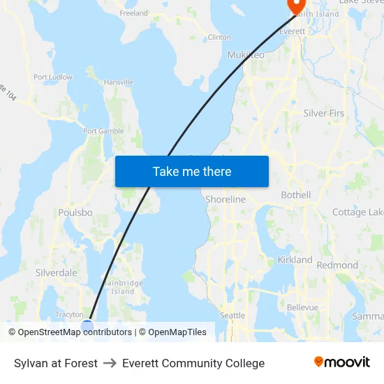 Sylvan at Forest to Everett Community College map